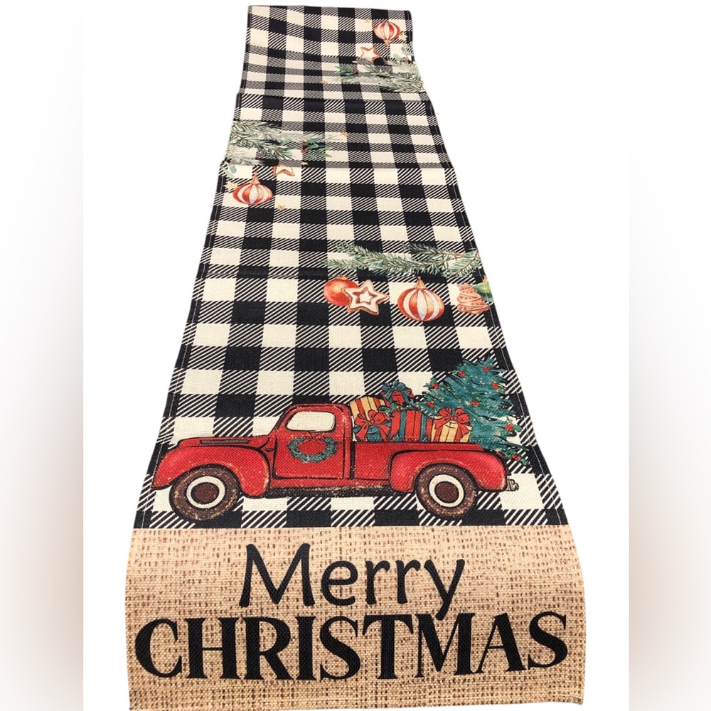 NWOT Black & White Buffalo Plaid Table Runner‎ 13x120